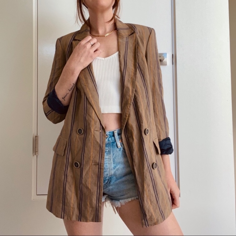 Zara stripe blazer XS